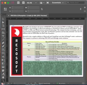 Converted PDF file in InDesign CC